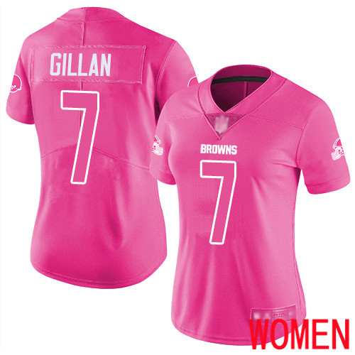 Cleveland Browns Jamie Gillan Women Pink Limited Jersey 7 NFL Football Rush Fashion